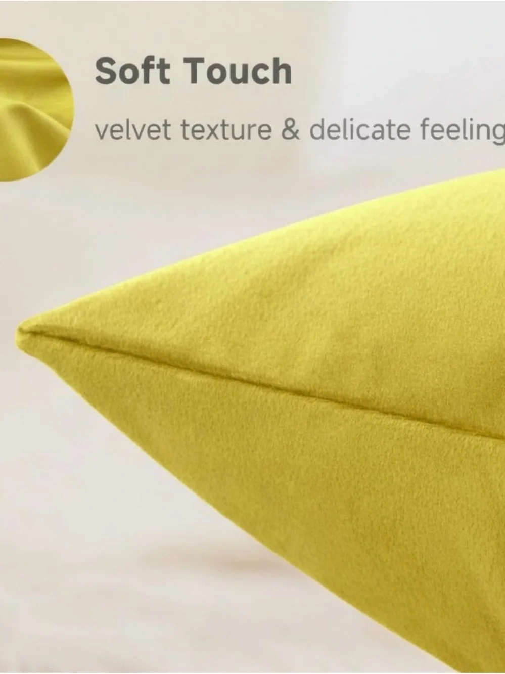 Bright Yellow Velvet Decorative Throw Pillow Covers